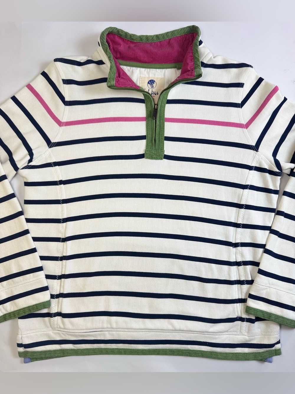 FatFace Airlie Women’s Breton Stripe Quarter Zip Sweatshirt - Size Large